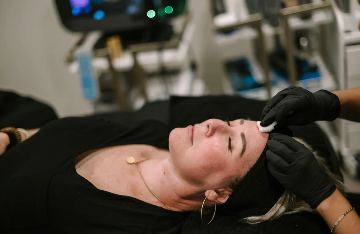 Woman in relaxed mood getting Ultra Glo Laser Facial | Arabella Medical Aesthetics | Knoxville, TX